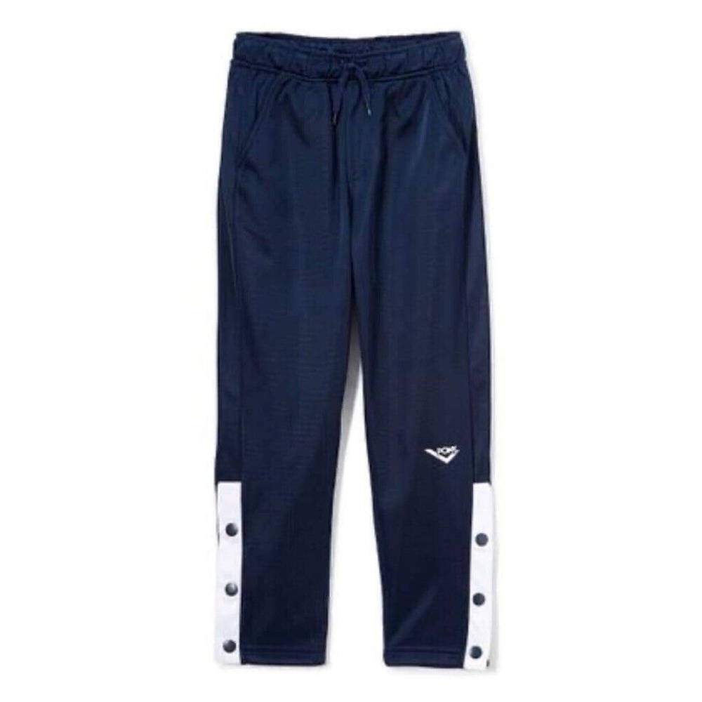 Pony Brand Boys Track Pants Size 5/6 Blue Snap Bottoms Logo Athletic Warm Ups